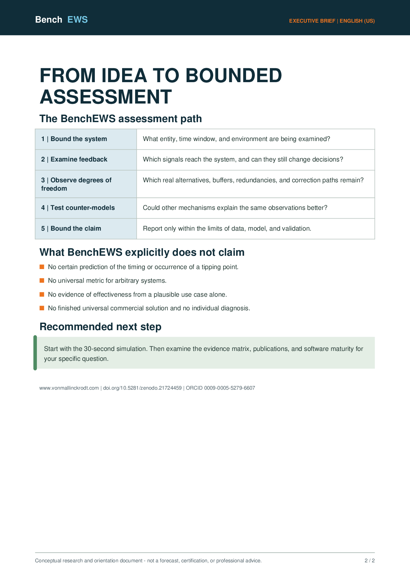 BenchEWS Executive Brief (Englisch), Seite 2 von 2